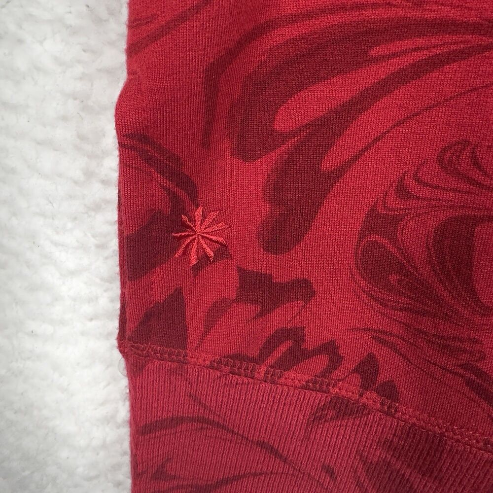 Athleta Womens Coaster Luxe Sweatshirt Large Red Paisley Pullover Athleisure Top - Picture 14 of 16